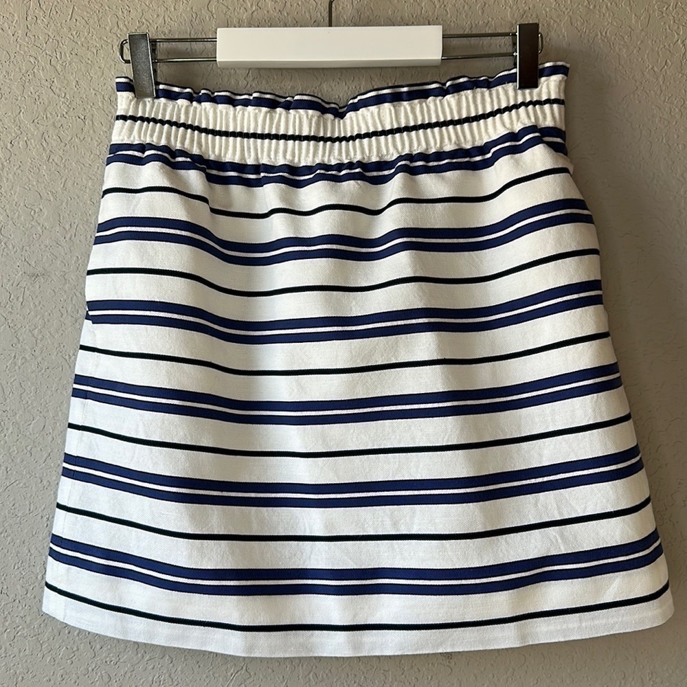 J. Crew Factory Navy and White Striped Sidewalk Skirt Size 6